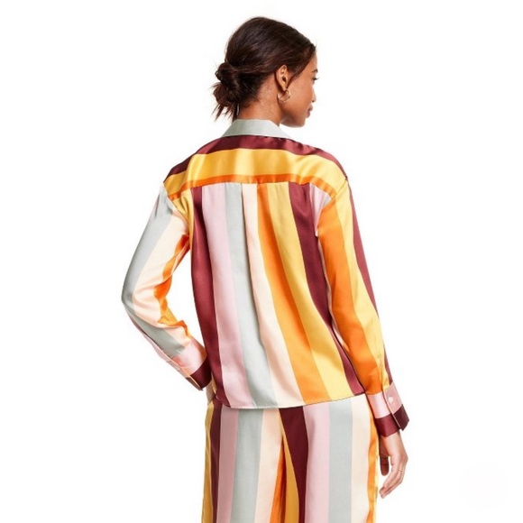 ⏳LAST DAY⏳NWT Fe Noel xTarget Mixed Vertical Stripe LongSleeve ButtonDown-S - Picture 2 of 9